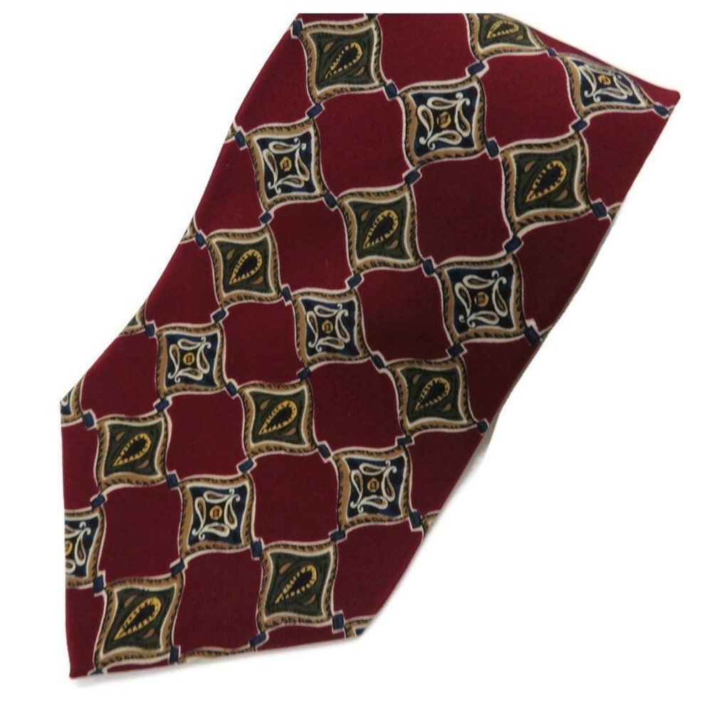 Chaps Ralph Lauren Neck Tie Red Silk Mens Short Made in USA Wedding Office Work